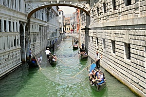 Venice city with the Bridge of sighs and gondola , Italy