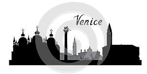 Venice city famous landmarks skyline. Travel Italy background
