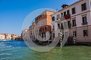 Venice City of Italy. View on Grand Canal, Venetian Landscape with boats and gondolas