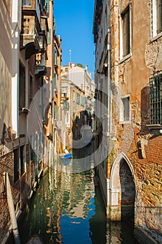 Venice City of Italy. View on Grand Canal, Venetian Landscape with boats and gondolas