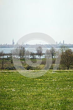 The panorama of old town of Venice from St. Juilian\'s park photo