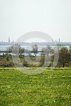 The panorama of old town of Venice from St. Juilian\'s park photo