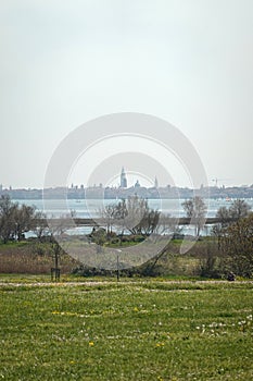The panorama of old town of Venice from St. Juilian\'s park photo