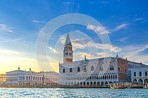 Venice cityscape with San Marco basin of Venetian lagoon water