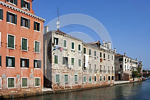 Venice, Contrada S.Martin on the shore of Rio de l`arsenal