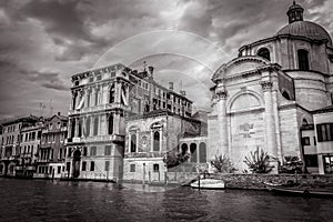 Venice at dusk in black and white, Italy