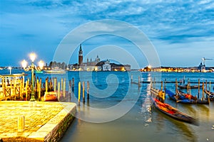 Venice evening artistic long exposure in Italy the Grand canal street and water in evening