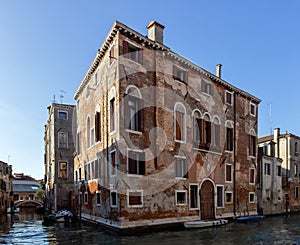 Venice, fondamenta de la Misericordia, a colorful and picturesque building in decline