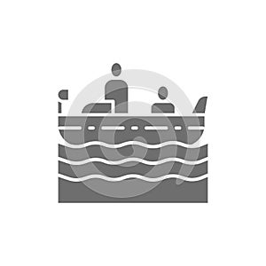 Venice gondola, gondolier grey icon. Isolated on white background