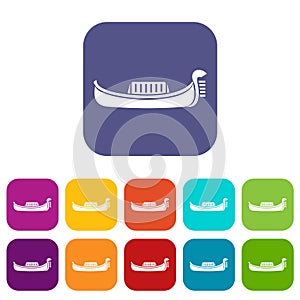 Venice gondola icons set