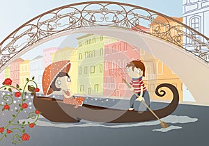 Venice gondola illustration