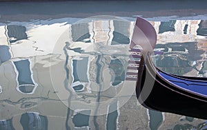 Venice gondola and reflection in Italy