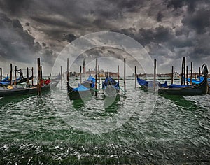 Venice Gondolas at the end of the day
