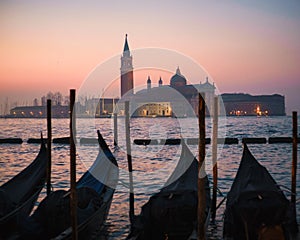 Venice with gondolas on Grand Canal