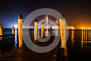 Venice with gondolas on Grand Canal