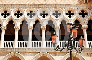 Venice. Gondolas passing over Bridge of Sighs