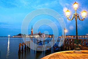 Venice with gondolas at sunrise