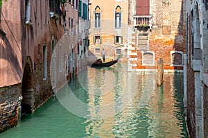 Venice. Gondolier in the gondola.