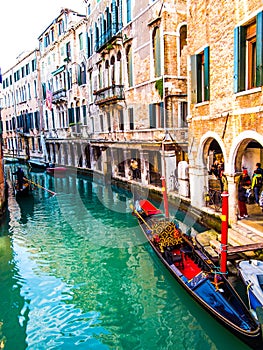 Venice gondolier and gondola