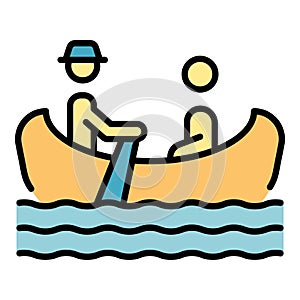 Venice gondolier icon vector flat