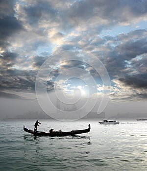 Venice, Grand canal with gondola