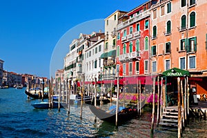 Venice Grand Canal and gondola small harbor