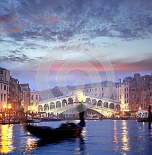 Venice, Grand canal with gondolas