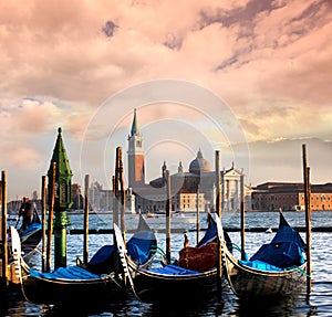 Venice, Grand canal with gondolas