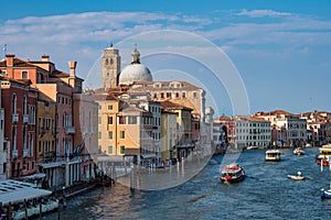 Venice Grand canal with gondolas, Italy in summer