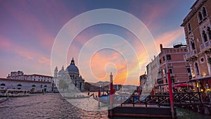 Venice grand canal santa maria della salute basilica 4k time lapse italy