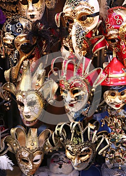 Venice Italian red and golden carnival mask photo