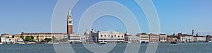 Venice, Italy. Amazing landscape of the San Marco square and Riva degli Schiavoni from the boat