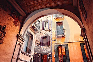 Venice, Italy. Arch with traditional venetian historic building. in 