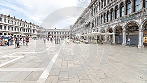 VENICE, ITALY - AUGUST 02, 2021: St Mark's Square, Italian: Piazza San Marco, the main square of Venice