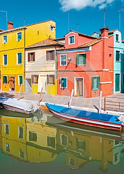 Venice Italy, Burano Island Venice, colorful houses architecture at Burano island Venice Italy