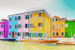 Venice Italy, Burano Island Venice, colorful houses architecture at Burano island Venice Italy