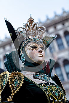 Venice, Italy, Carnival of Venice, beautiful mask at Piazza San Marco