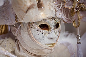 Venice, Italy, Carnival of Venice, beautiful mask at Piazza San Marco