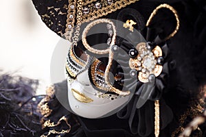 Venice, Italy, Carnival of Venice, beautiful mask at Piazza San Marco