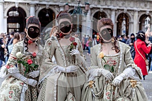 Venice, Italy, Carnival of Venice, beautiful mask at Piazza San Marco