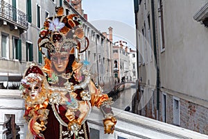 Venice, Italy, Carnival of Venice, beautiful mask at Piazza San Marco