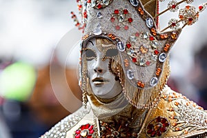 Venice, Italy. Carnival of Venice, beautiful masks at St. Mark`s Square