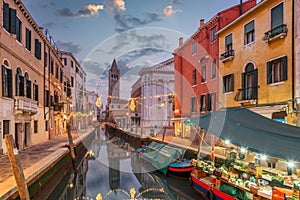 Venice, Italy Cityscape Over Canals at Twilight photo