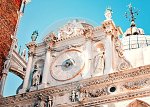 Venice, Italy. Courtyard Clock at Doge`s Palace Palazzo Ducale.