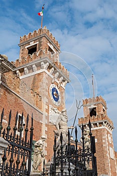 Venice, Italy - Entrance towers of the Venetian Arsenal