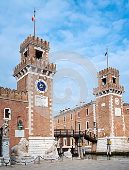 Venice, Italy - Entrance towers of the Venetian Arsenal