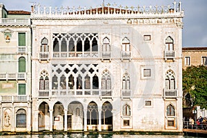 Venice, Italy - Facade of the Ca `d`Oro palace photo