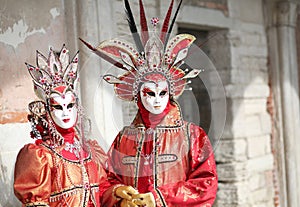 Venice, Italy - February 5, 2018: people in costume with ancient