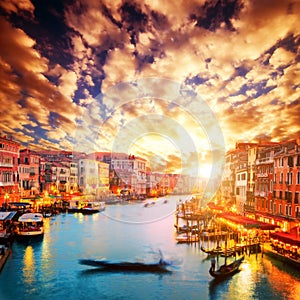 Venice, Italy. Gondola floats on Grand Canal