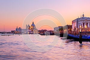 Venice, Italy. Gondolas on Grand Canal at sunset